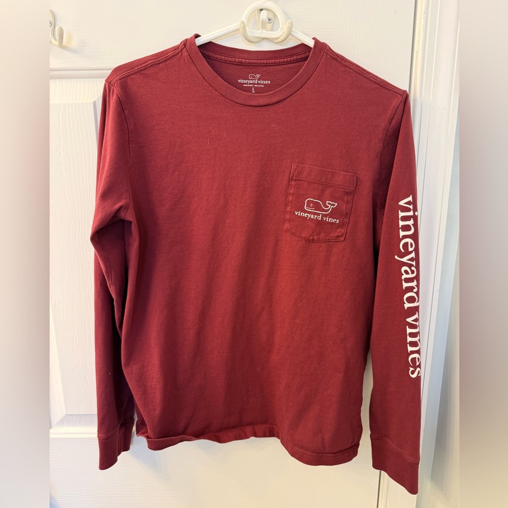 Vineyard vines maroon long sleeve classic whale logo T-shirt 16